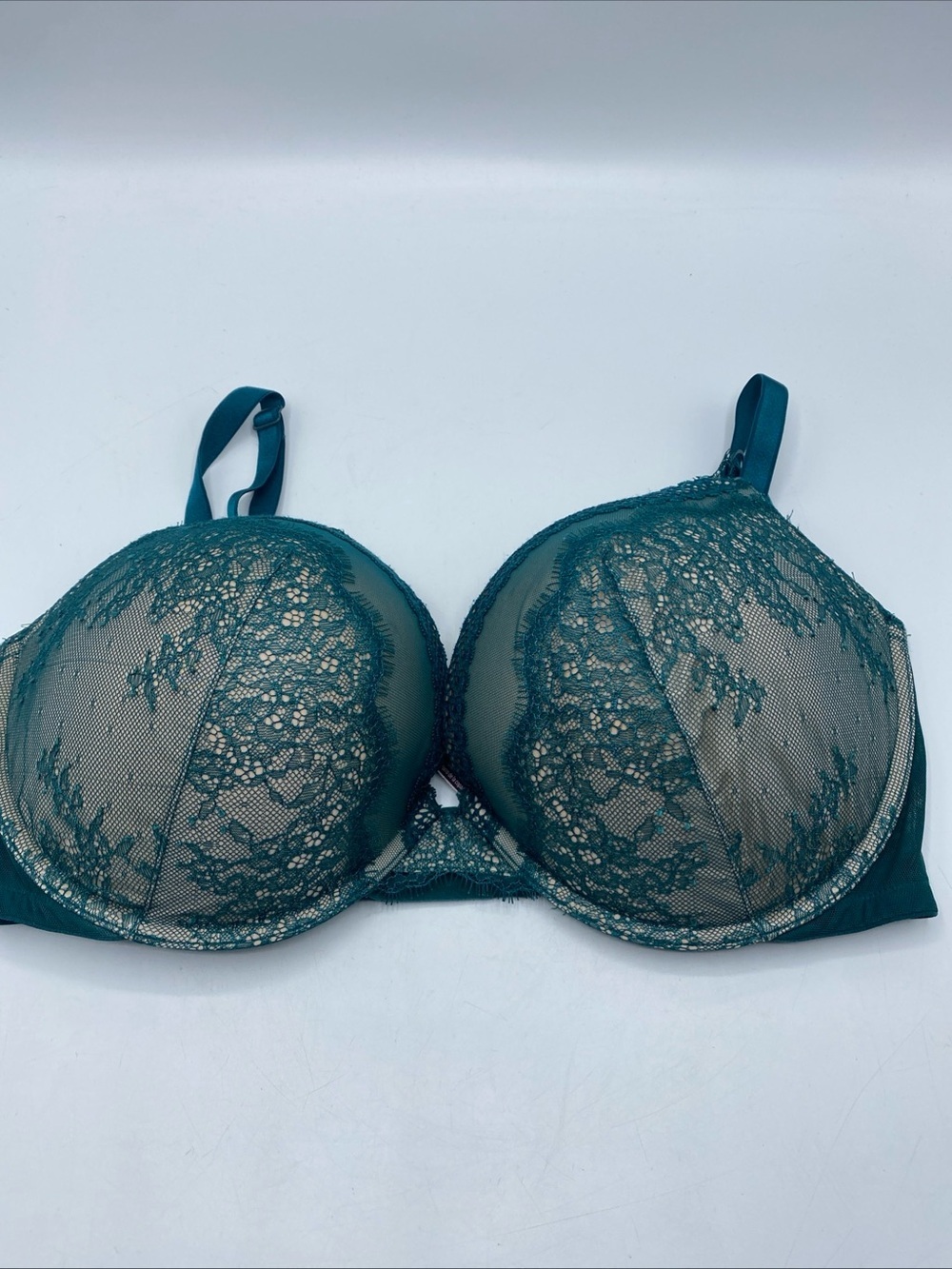 Victoria’s Secret Green Lace Dream Angels Push Up Padded Bra 38DD Sexy Underwire